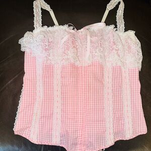 Pink and White Lace corset